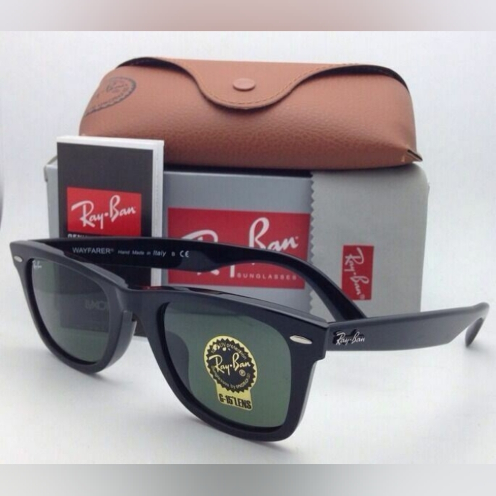 LIKE NEW RayBan Wayfarers RB2140 Black Ray ban Sunglasses - Picture 11 of 16
